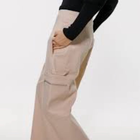 Zara high waisted blush pink wide leg cargo pants - Picture 4 of 15